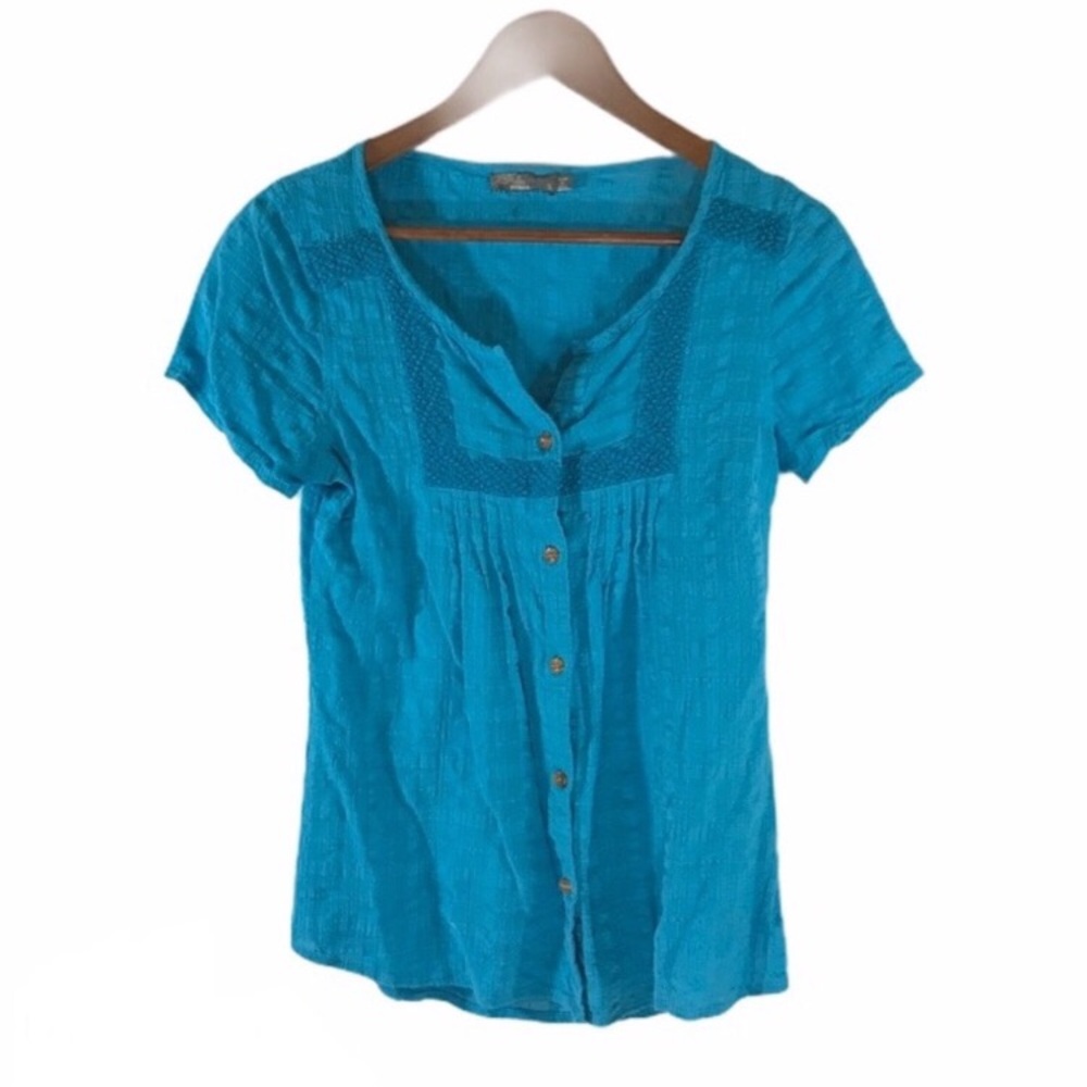 PraNa Organic Cotton Blue Button Down Top